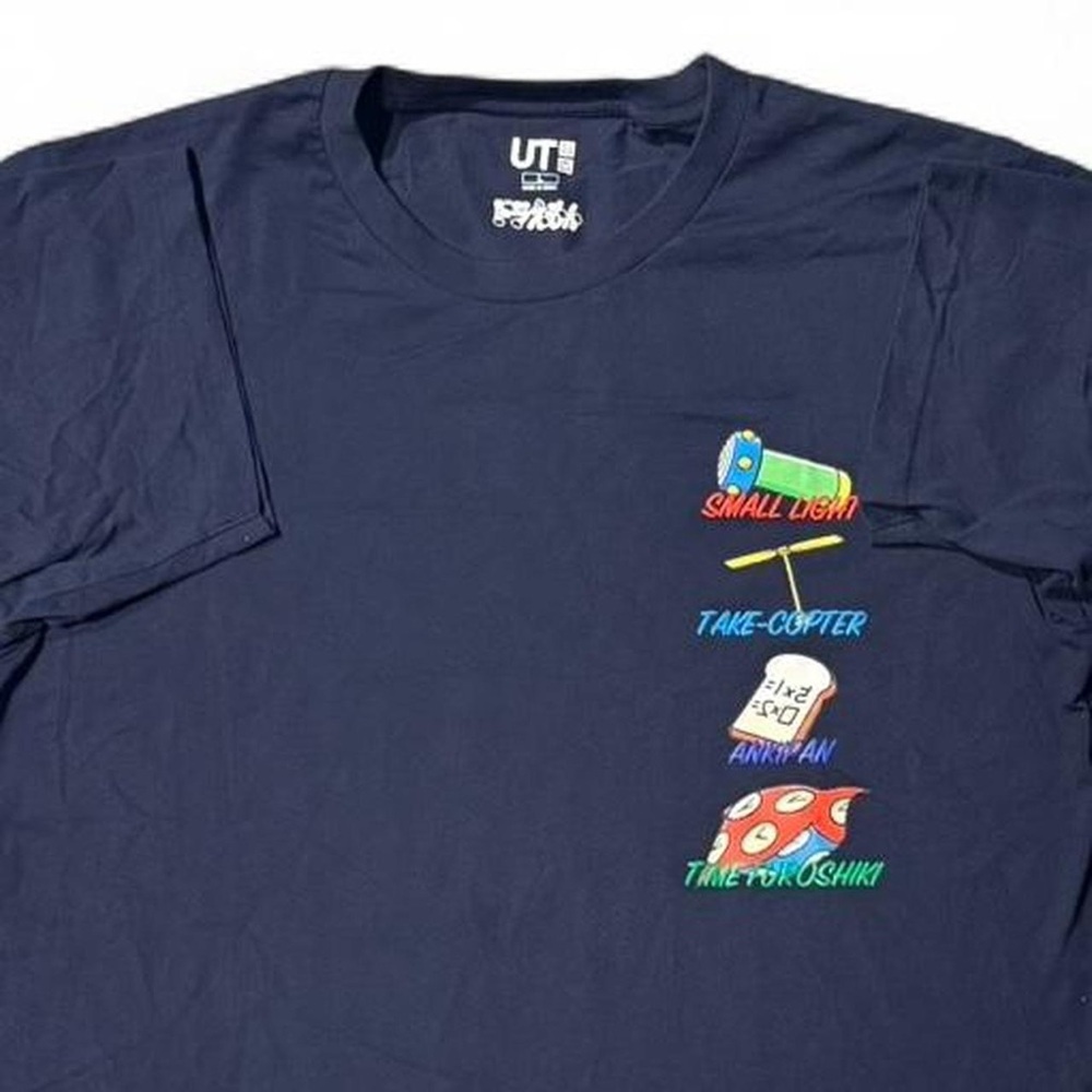 UNIQLO DORAEMON ANIME MANGA MEMORIZING BREAD TIME NAVY LARGE TEE